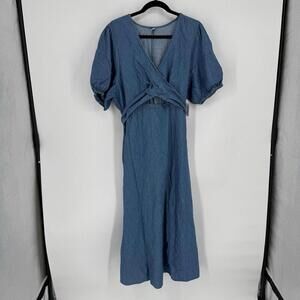 Old Navy dress womens 2x blue fit and flare twist front maxi summer beachy